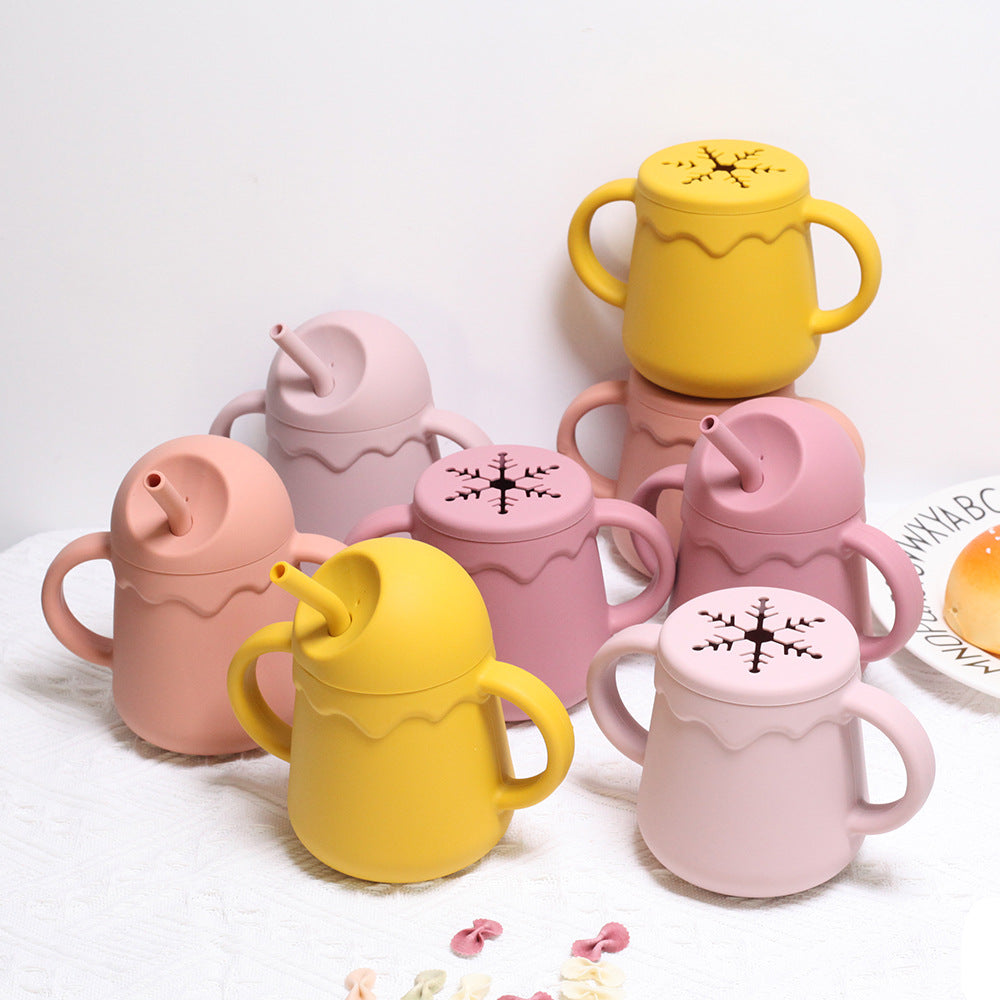 Vaso de silicona dos en uno antiderrames para niños