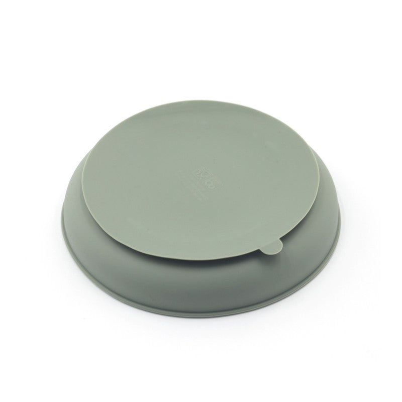 Plato llano compartimentado de silicona de color sólido para niños