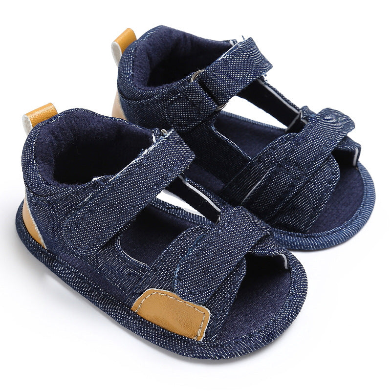 Sandalias de velcro para bebé de mezclilla, zapatos para niño pequeño, zapatos para bebé