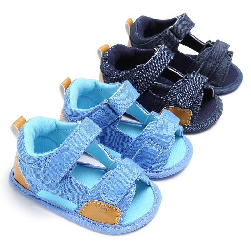 Sandalias de velcro para bebé de mezclilla, zapatos para niño pequeño, zapatos para bebé