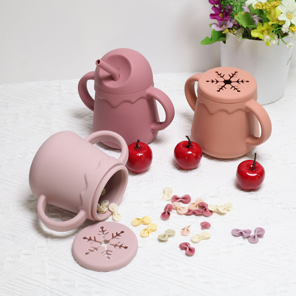 Vaso de silicona dos en uno antiderrames para niños