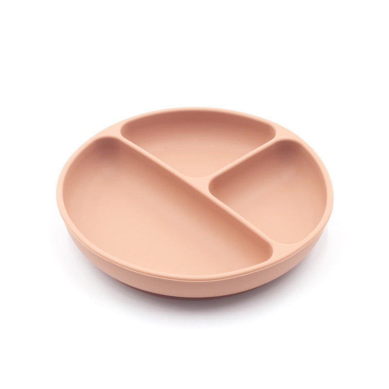 Plato llano compartimentado de silicona de color sólido para niños