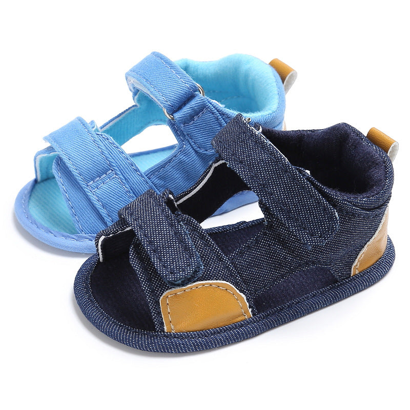 Sandalias de velcro para bebé de mezclilla, zapatos para niño pequeño, zapatos para bebé