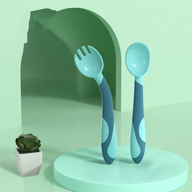 Juego de vajilla infantil con tenedor y cuchara de entrenamiento para bebés