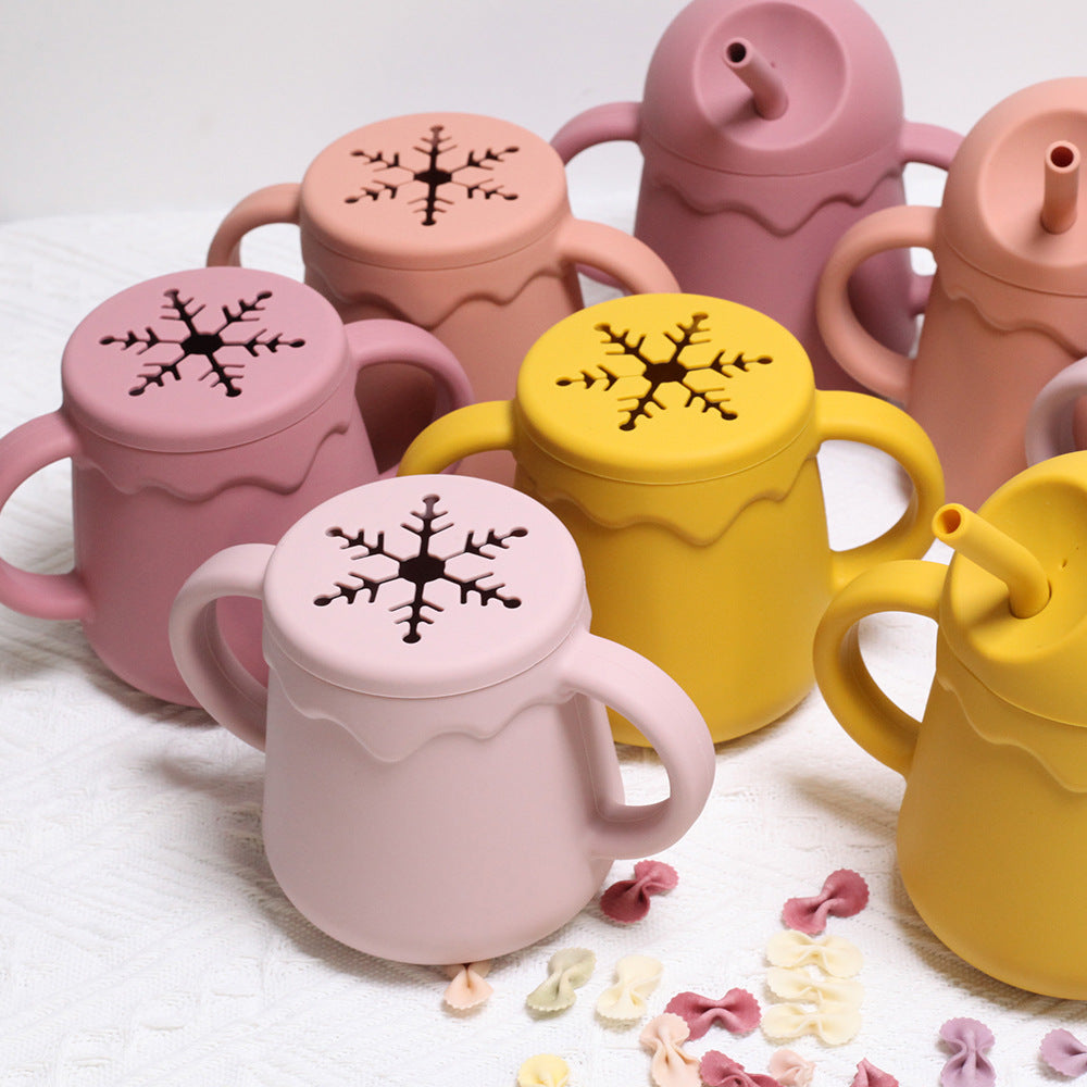 Vaso de silicona dos en uno antiderrames para niños