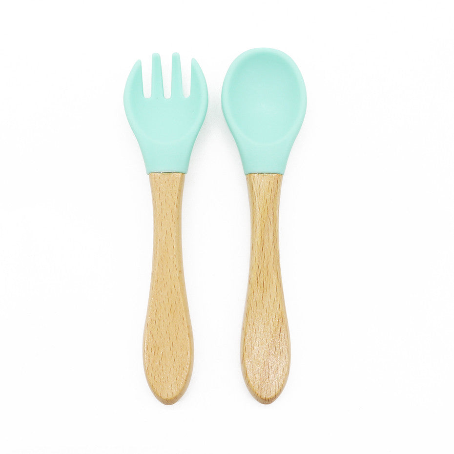 Juego de cubiertos, tenedor y cuchara para bebés para el entrenamiento de comidas