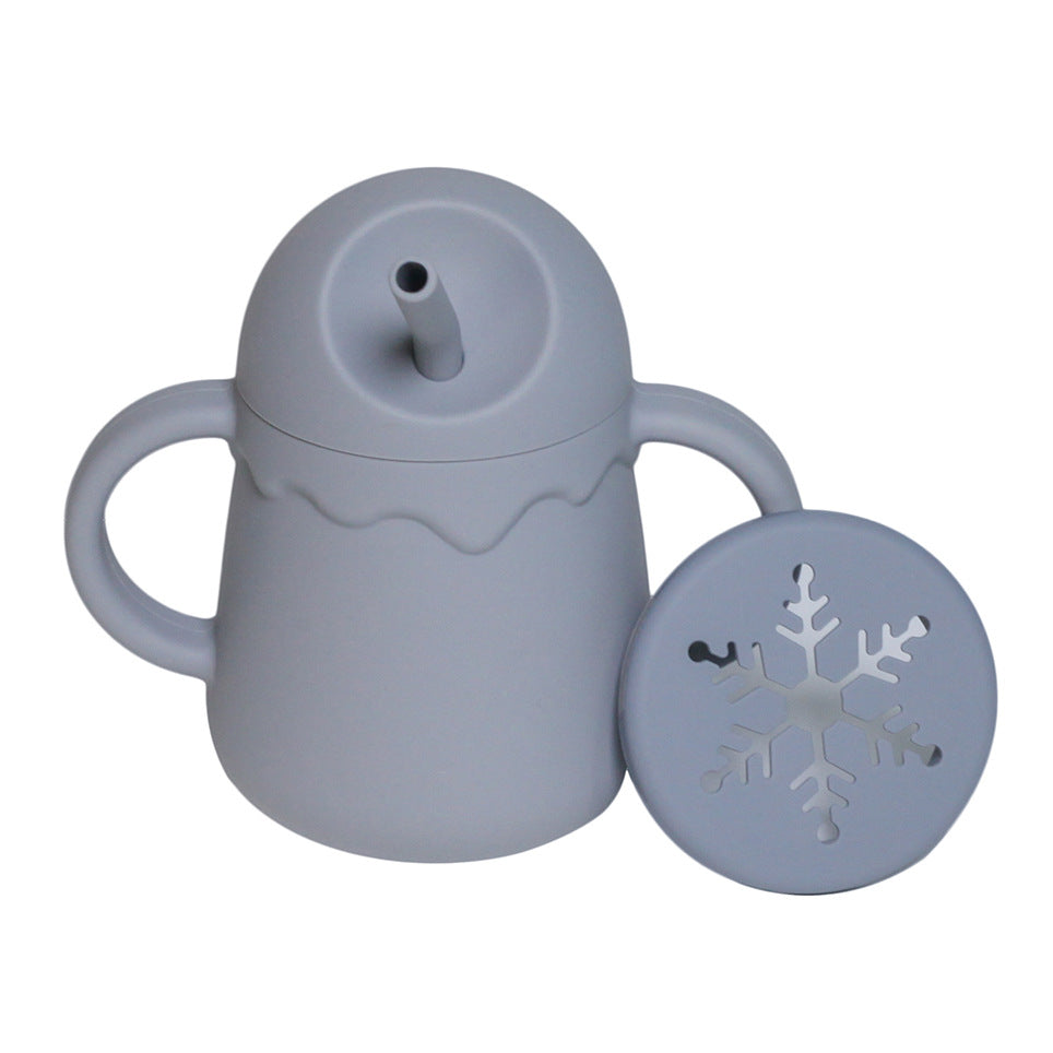 Vaso de silicona dos en uno antiderrames para niños