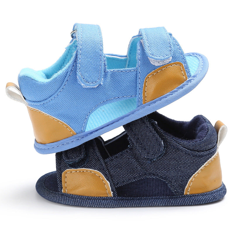 Sandalias de velcro para bebé de mezclilla, zapatos para niño pequeño, zapatos para bebé