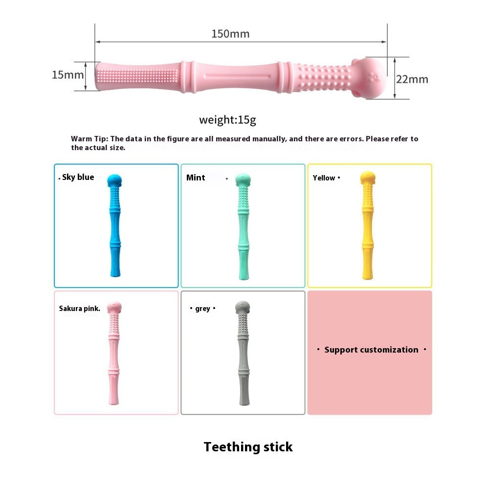 Mordedor de silicona con forma de varilla molar para un alivio suave y calmante