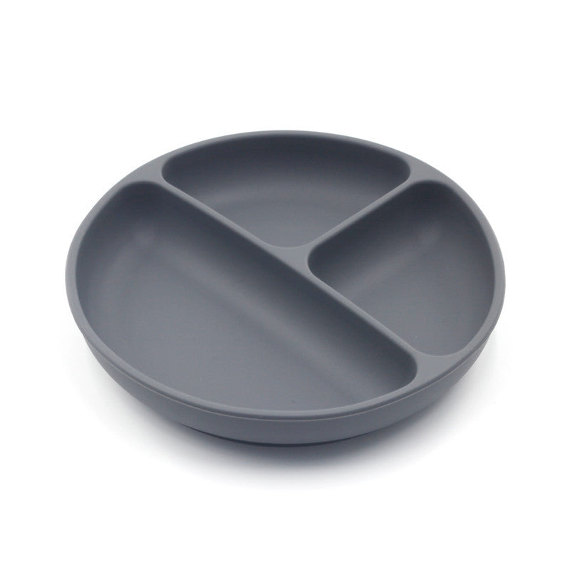Plato llano compartimentado de silicona de color sólido para niños