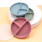 Children's Solid Colour Silicone Compartmentalised Dinner Plate