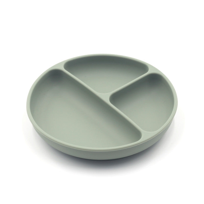 Plato llano compartimentado de silicona de color sólido para niños