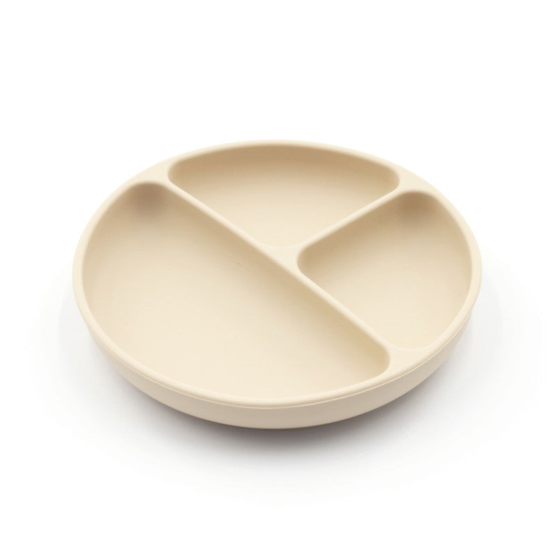 Plato llano compartimentado de silicona de color sólido para niños