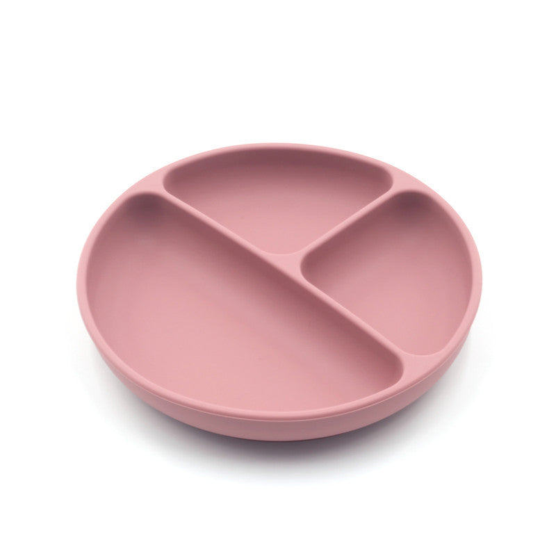 Plato llano compartimentado de silicona de color sólido para niños