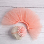 Newborn Photography Outfits Girl Handmade Infant Tutu Skirt with Flower Headband Princess Clothes Baby Girl Photo Props
