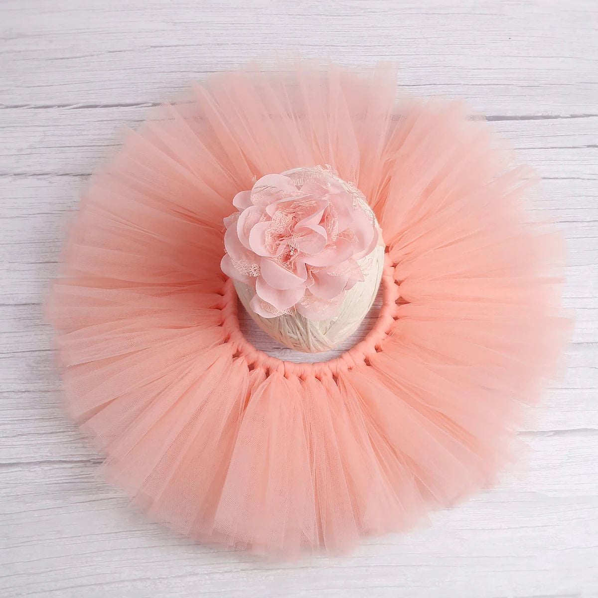 Newborn Photography Outfits Girl Handmade Infant Tutu Skirt with Flower Headband Princess Clothes Baby Girl Photo Props