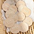 12Pcs 1-12 Month Newborn Monthly Milestone Wooden Cards Dics Baby Keepsakes Newborn Photo Props