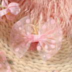 Pink Polka Dot Newborn Photography Romper with Bow Headband Baby Girl Photoshoot Outfits 1 Month Infant Picture Props