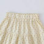 Baby Girl's Casual Clothing Round Neck Sleeveless Polka Dot Top+Wide Leg Pants Set with Bow and Botton 2PCS Set