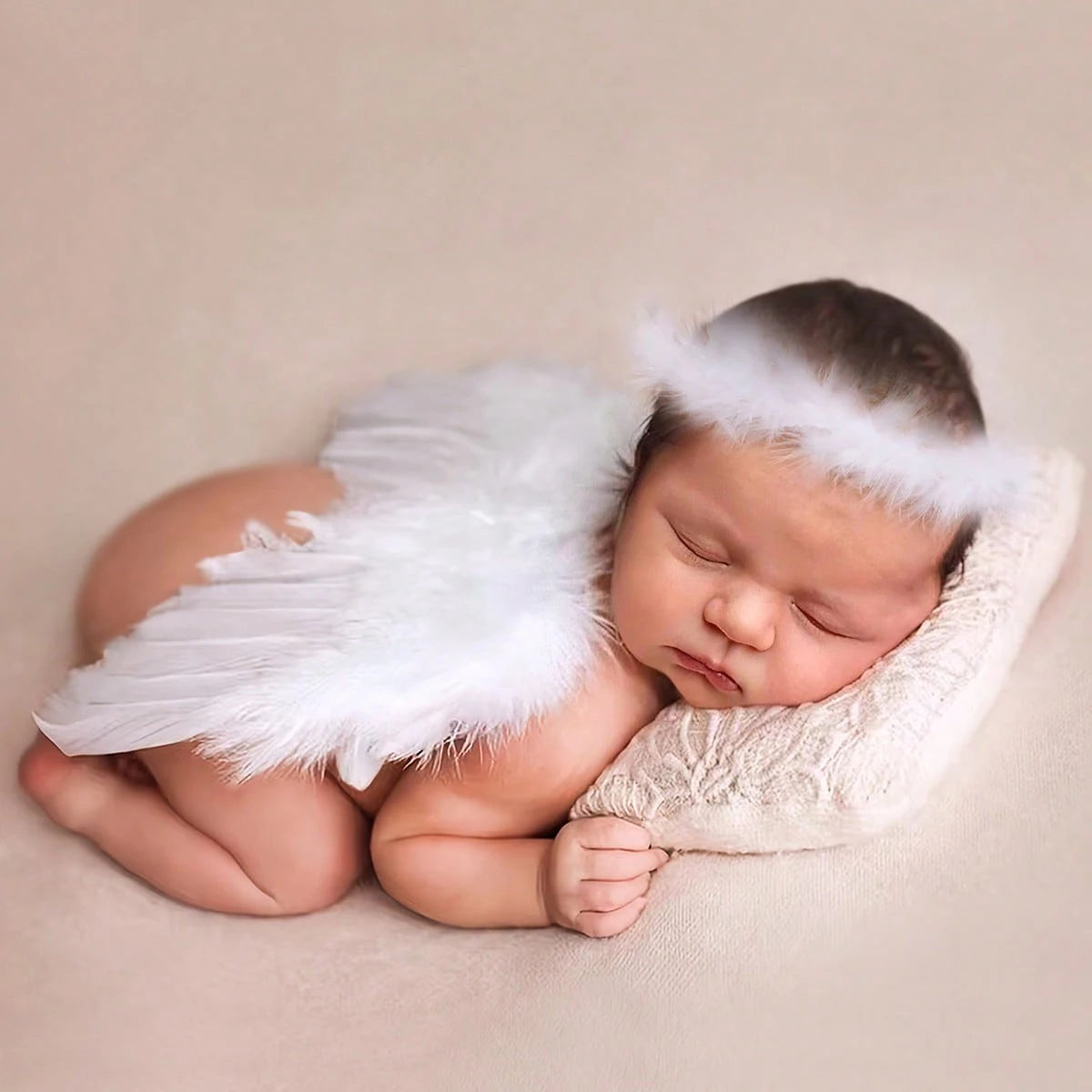 Newborn Baby Boys Girls Angel Wings Photography Props Two-Piece Set with Headband Photography Accessories Photo Shoots