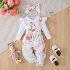 3-Piece Floral Strap Pants & Headband Set