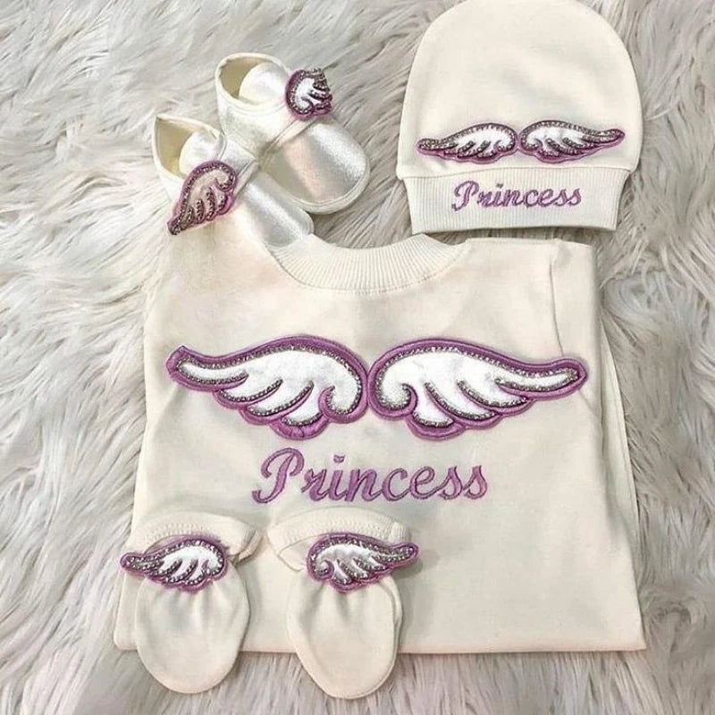 Lindo mono con alas de ángel para recién nacidos: comodidad hecha a mano