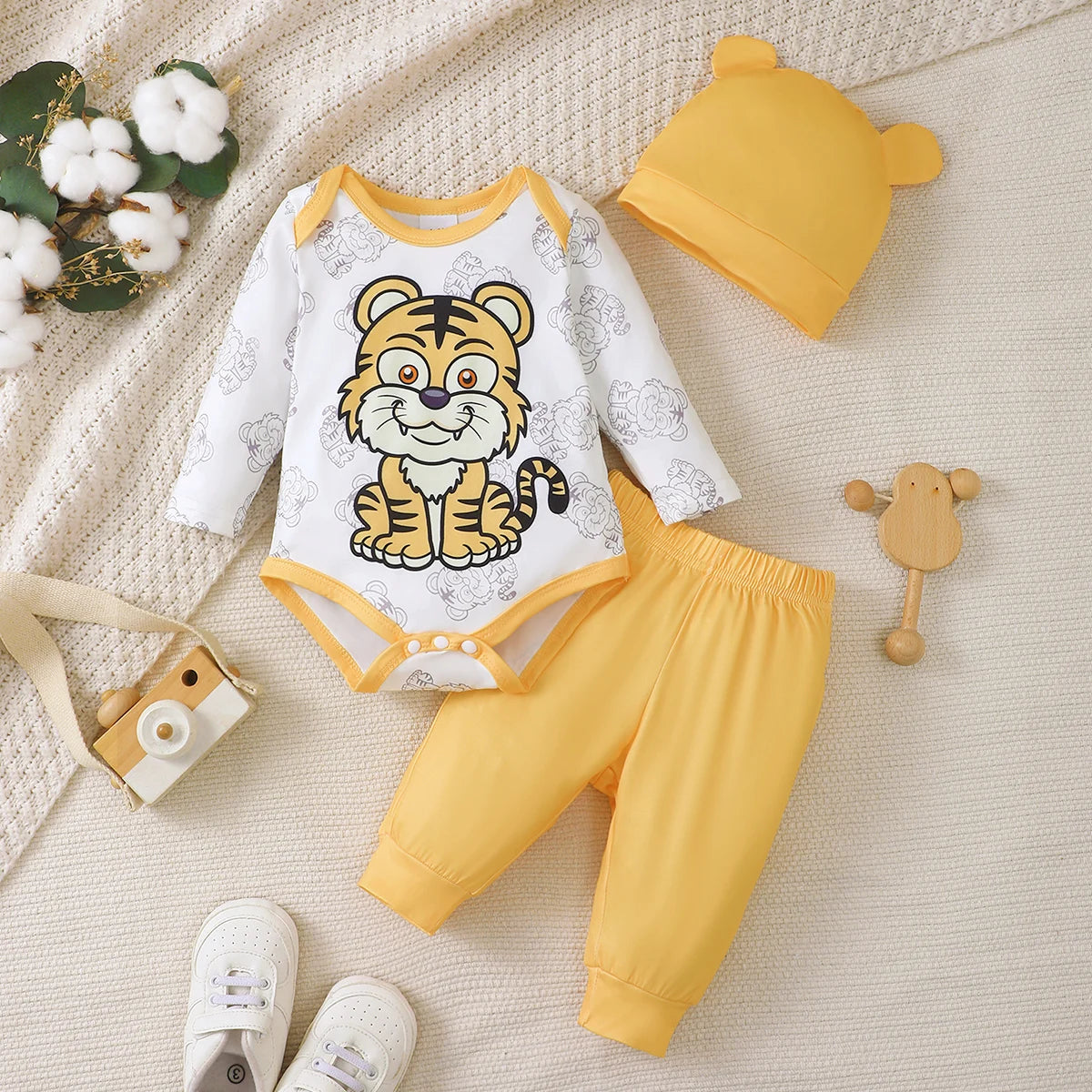 3-Piece Tiger Print Set for Newborn Boy