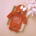 Newborn Photography Romper Jumpsuit with Bow Hat 'Hello World' Embroidery Infant Props for Coming Home Outfit Baby Gift