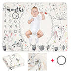 Baby Monthly Milestone Blanket Fleece Photography Background Prop for Boy Girl Lion Animal Rabbit Print Shooting Blanket