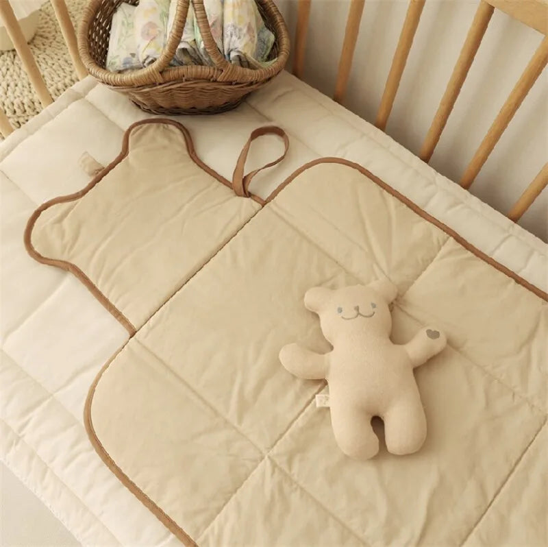 Portable Baby Diaper Changing Pad for Newborn Quilted Bear Foldable Waterproof Diaper Mat Infant Urine Pad Reusable Baby Items