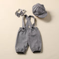 Newborn Boy Photography Outfit Baby Little Gentlman Suit Infant Shooting Suspender Overall with Casquette and Bow Tie