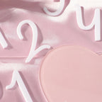 heart shaped pink baby monthly milestone signs pink ribbon newborn monthly photo props  matching with number 0-12