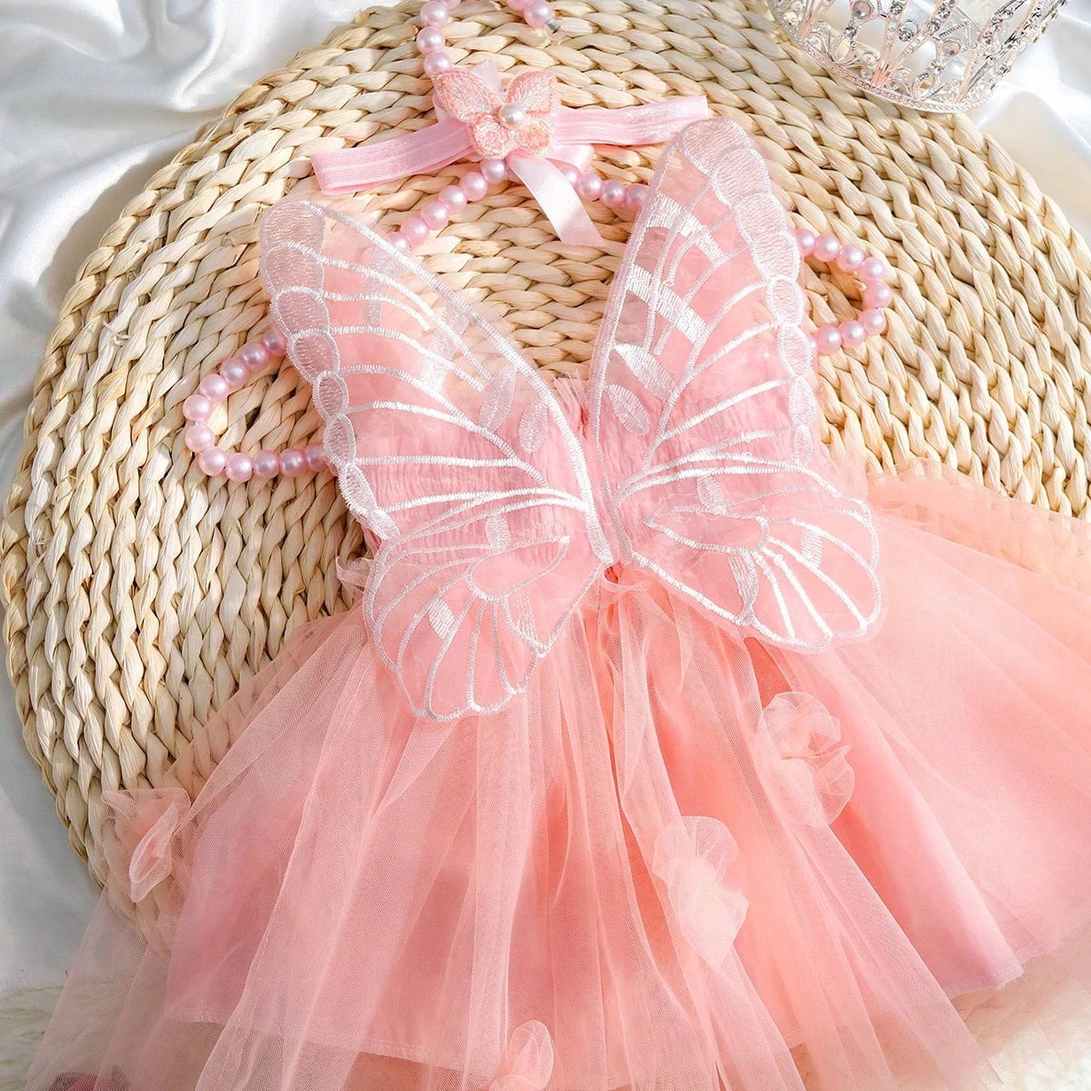 Newborn Girl Photography Outfits with Headband Baby Girl Butterfly Wings Mesh Dress for Photo Shooting Infant  Props-HD