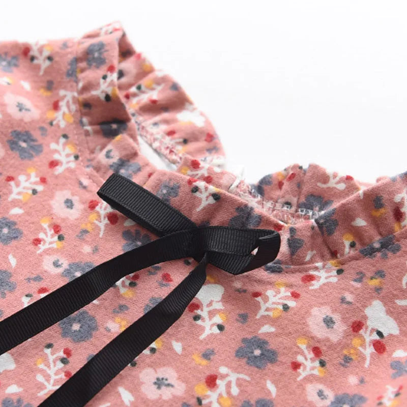 New Autumn Girls Dress Spring Kids Princess Dress Casual Floral Costumes Children Clothing Flowers Dresses 2-8 Years