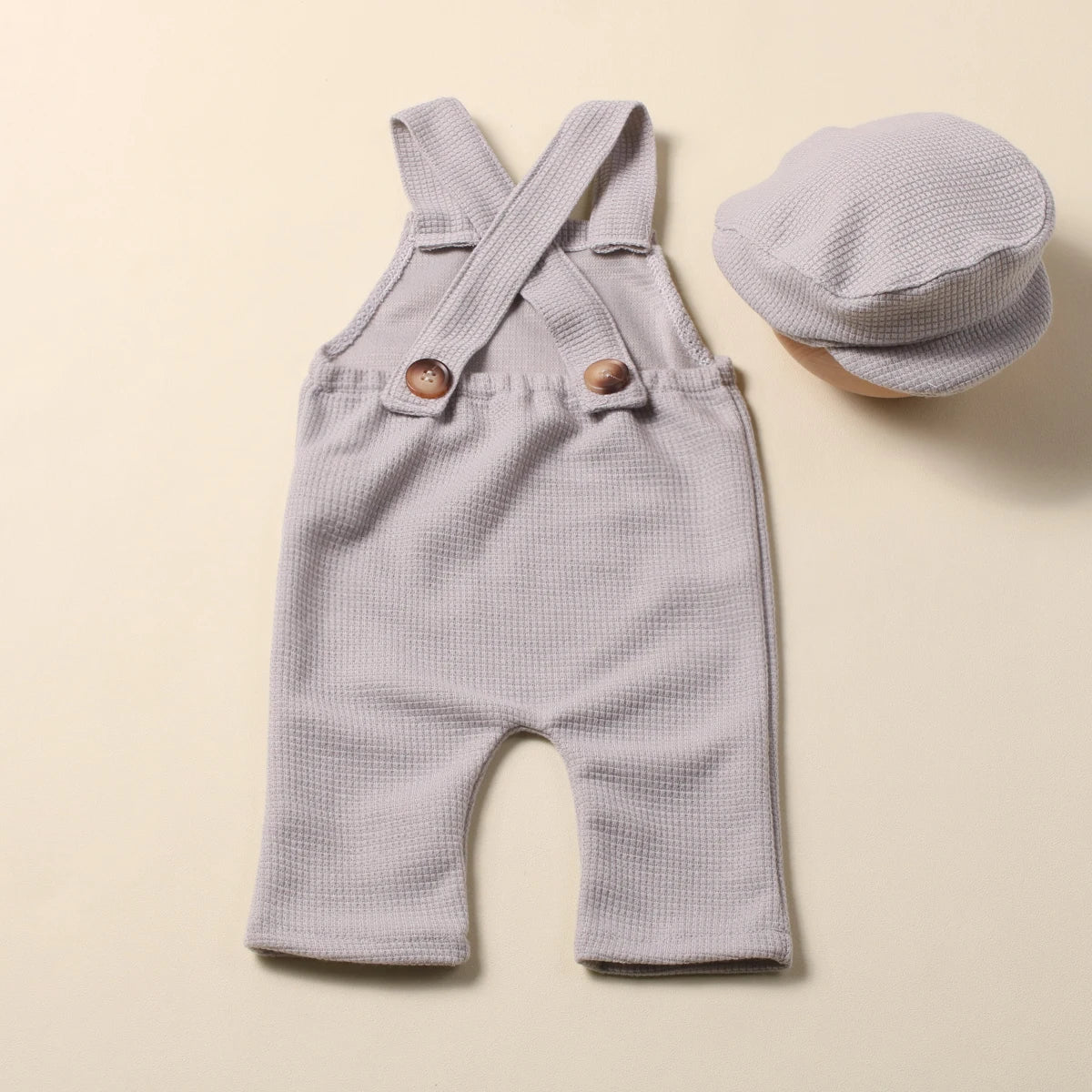 Newborn Boy Photography Outfits with Casquette Cap Color Contrast Shooting Romper Overalls  Suspender Trousers