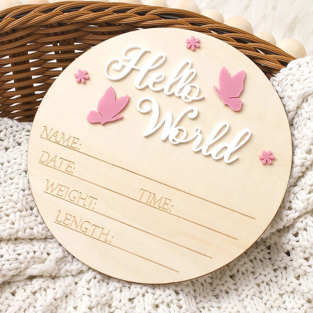 Baby Announcement Sign Butterfly Arrival Announcement Sign for Hospital Baby Props