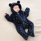 Cozy Cartoon Flannel Romper for Warm, Happy Newborns
