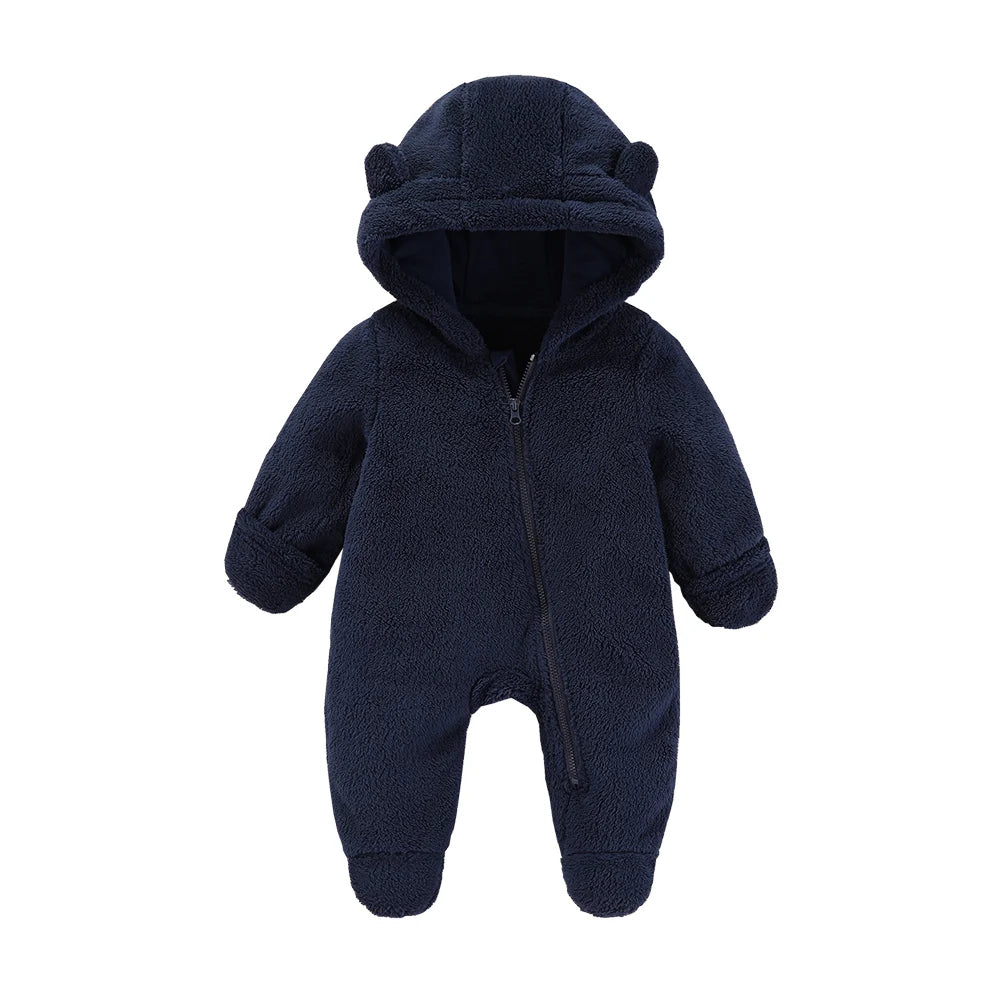 Pelele de franela con dibujos animados para recién nacidos cálidos y felices