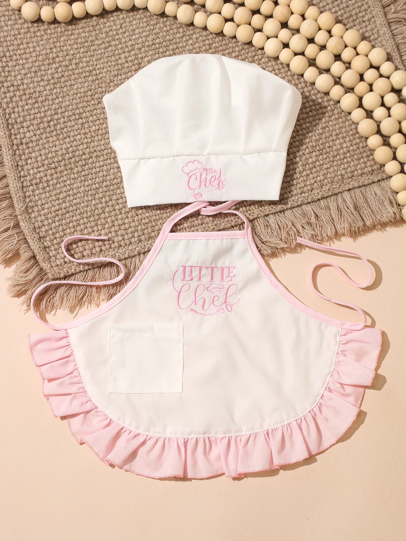 2Pcs Newborn Embroidered Photography Clothes Girls Boys Aprons Chef Hats Suitable For Taking Pictures Little Chefs-HD