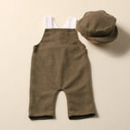 Newborn Boy Photography Outfits with Casquette Cap Color Contrast Shooting Romper Overalls  Suspender Trousers