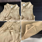 Fashion Girls Windbreak Dresses Summer Sleeveless Work Outfits with Waistband Solid Color Kids Clothes