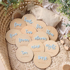 12Pcs 1-12 Month Newborn Monthly Milestone Wooden Cards Dics Baby Keepsakes Newborn Photo Props