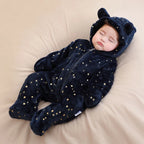 Cozy Cartoon Flannel Romper for Warm, Happy Newborns
