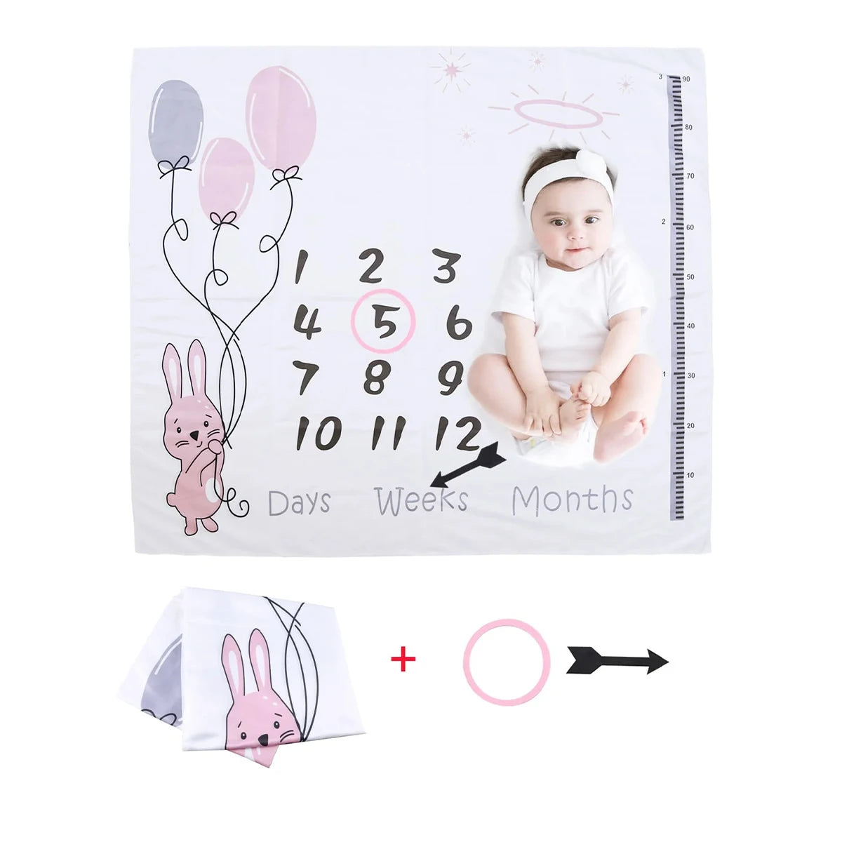 Print Baby Milestone Blanket Newborn Photo Props Picture Shooting Background Infant Monthly Growth Souvenir Accessories