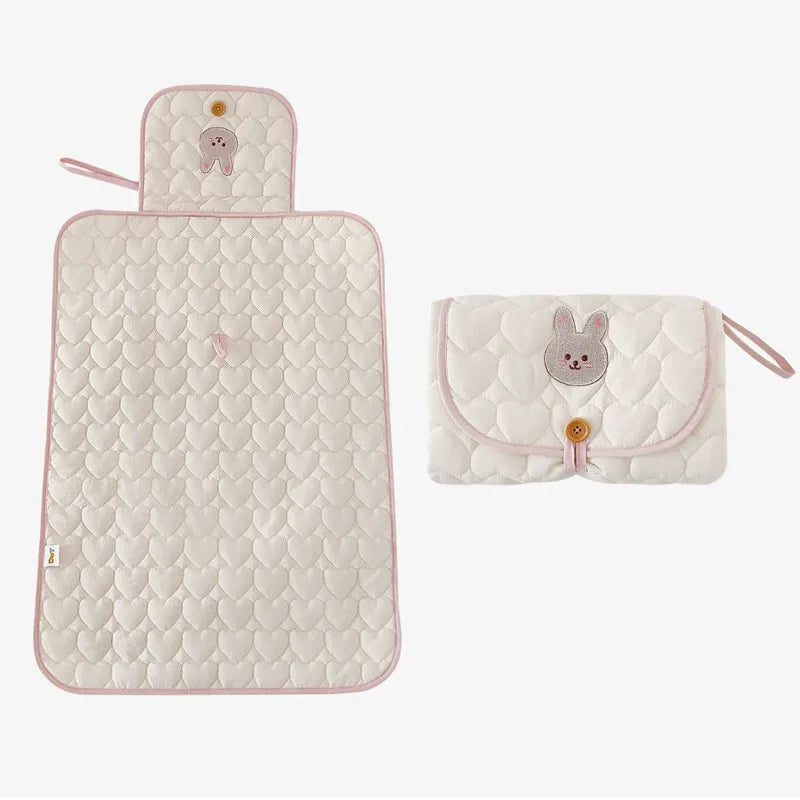 Portable Baby Diaper Changing Pad for Newborn Quilted Bear Foldable Waterproof Diaper Mat Infant Urine Pad Reusable Baby Items