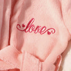 Newborn Photography Bathrobe with Turban Hat and Slippers Love Embroidery Baby Girl Pajama Gown Infant Photoshoot Outfit