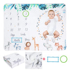 Baby Monthly Milestone Blanket Fleece Photography Background Prop for Boy Girl Lion Animal Rabbit Print Shooting Blanket