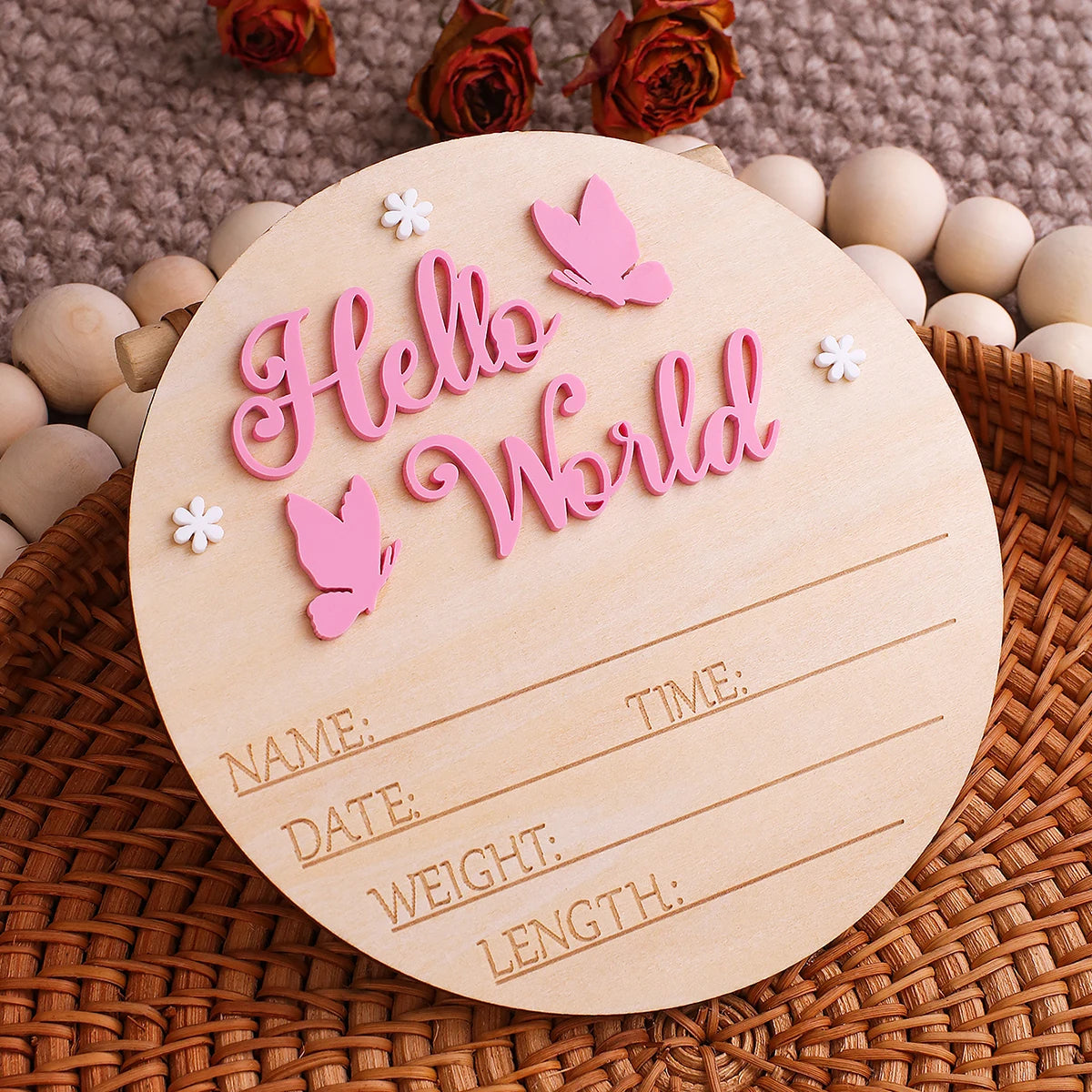 Baby Announcement Sign Butterfly Arrival Announcement Sign for Hospital Baby Props