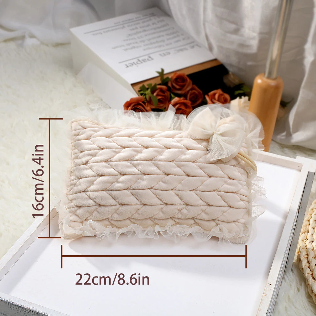 Newborn Photo Props Infant Shooting Posing Pillow with Bow Headband Baby Girl Photography Accessories
