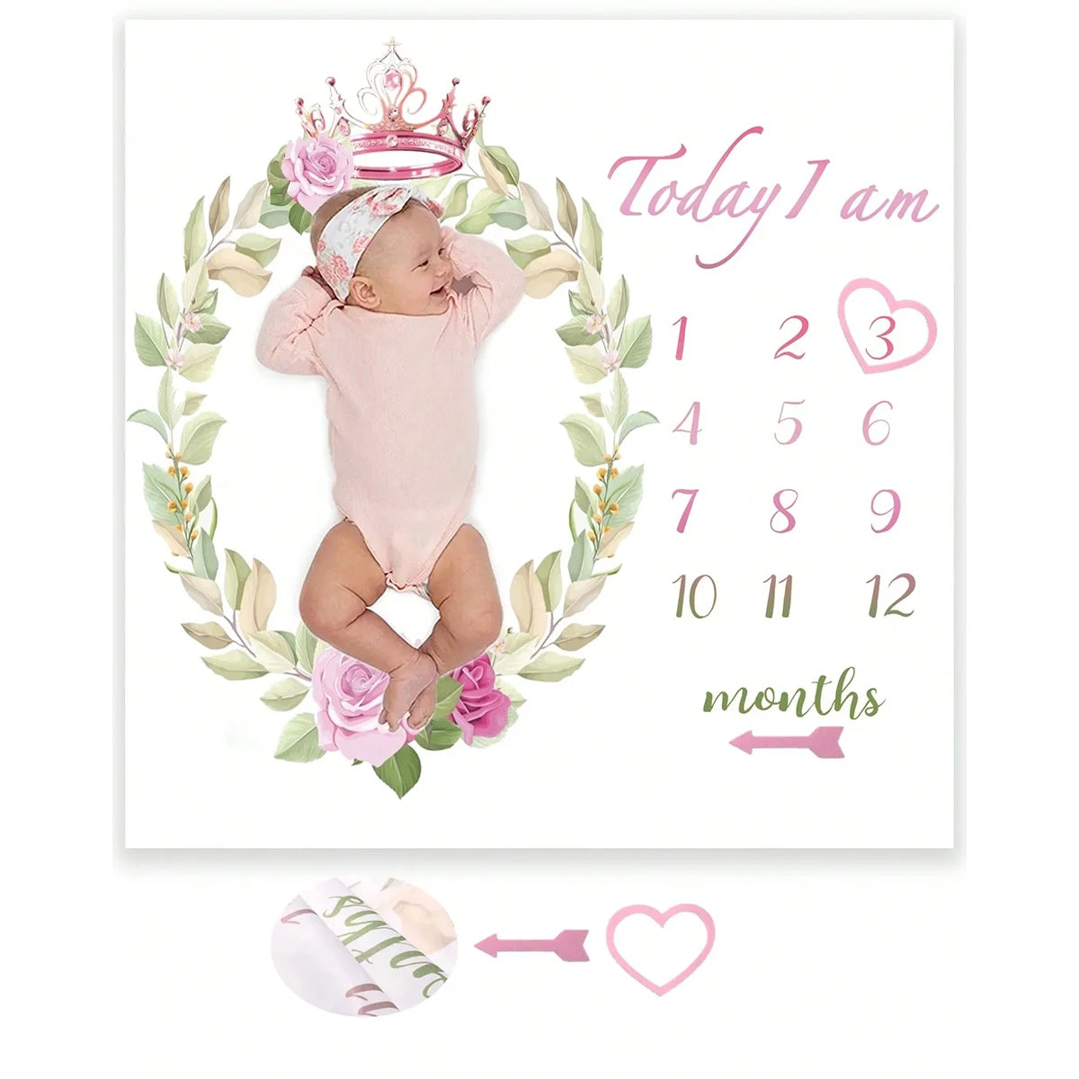 Print Baby Milestone Blanket Newborn Photo Props Picture Shooting Background Infant Monthly Growth Souvenir Accessories